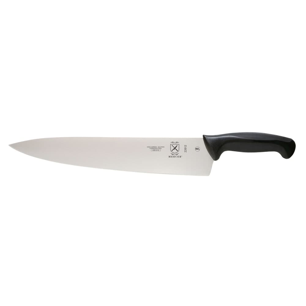 Mercer Culinary M22612 12" Chef's Knife w/ Black Santoprene®/Polypropylene Handle, High Carbon Japanese Steel