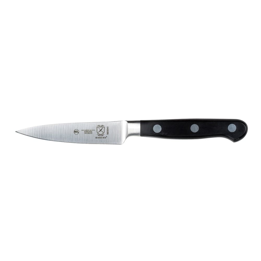 Mercer Culinary M23540 3 1/2" Paring Knife w/ Black Ergonomic Delrin® Handle, High-Carbon German Steel
