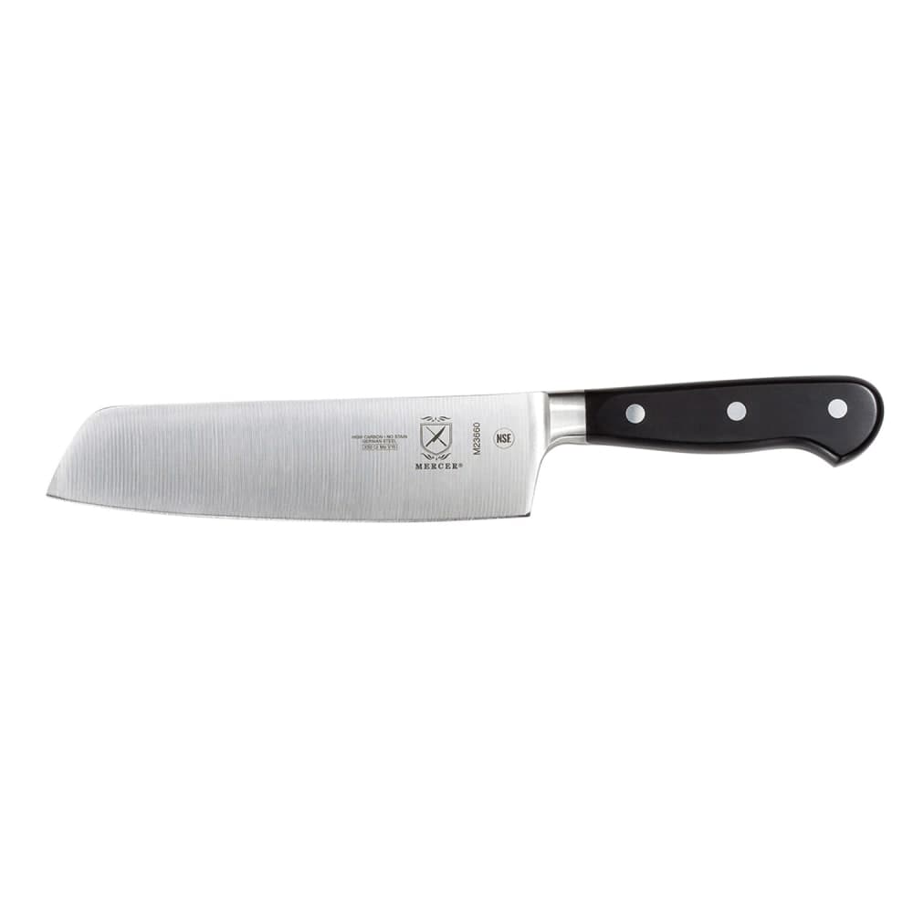 Mercer Culinary M23660 7" Nakiri w/ Black Ergonomic Delrin® Handle, High-Carbon German Steel