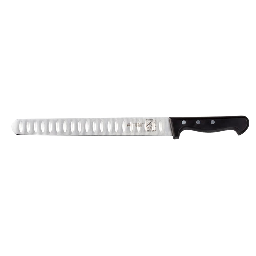 Mercer Culinary M23720 10" Granton Slicer Knife w/ Black Ergonomic Delrin® Handle, High-Carbon German Steel