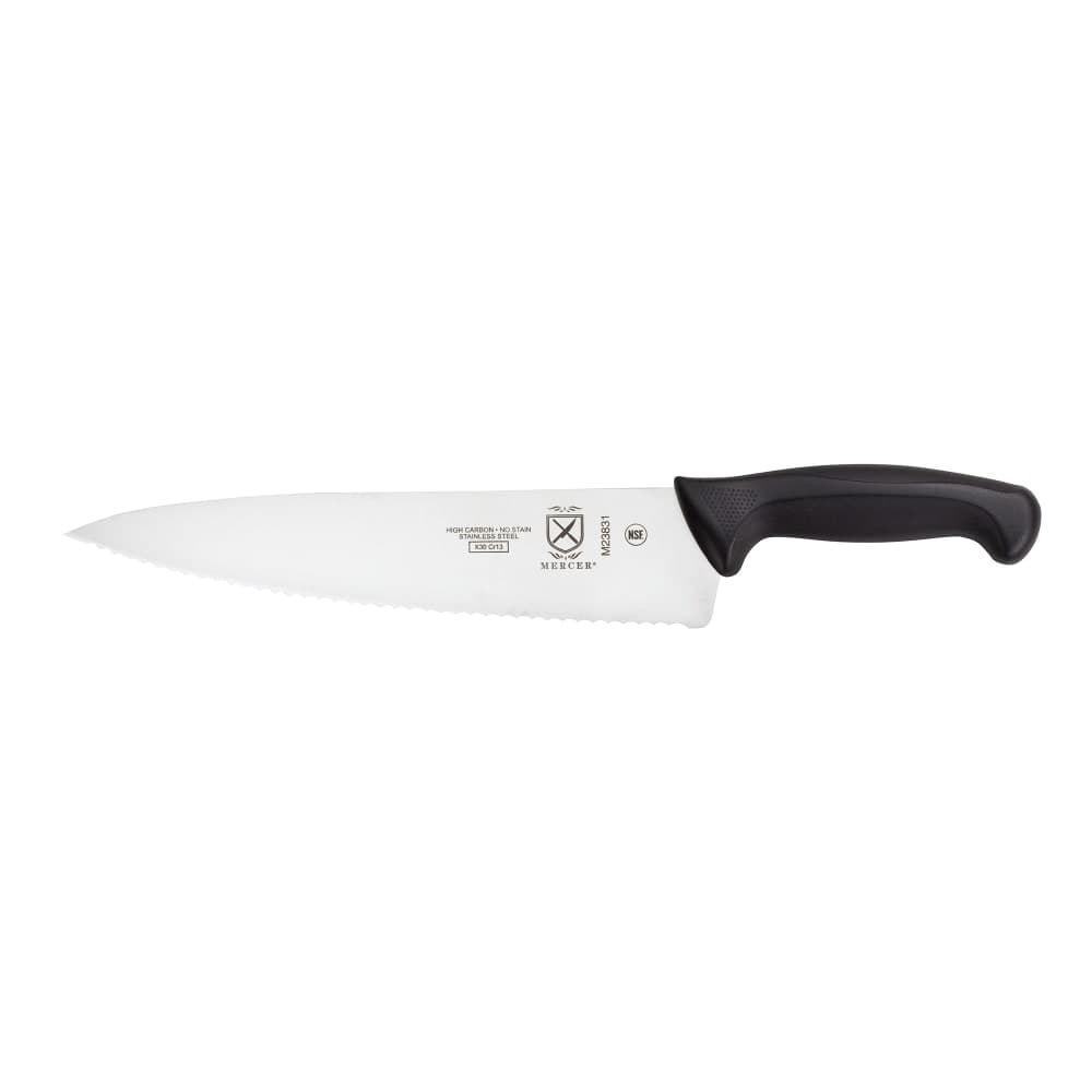 Mercer Culinary M23831 10" Chef's Knife w/ Black Santoprene®/Polypropylene Handle, High Carbon Japanese Steel
