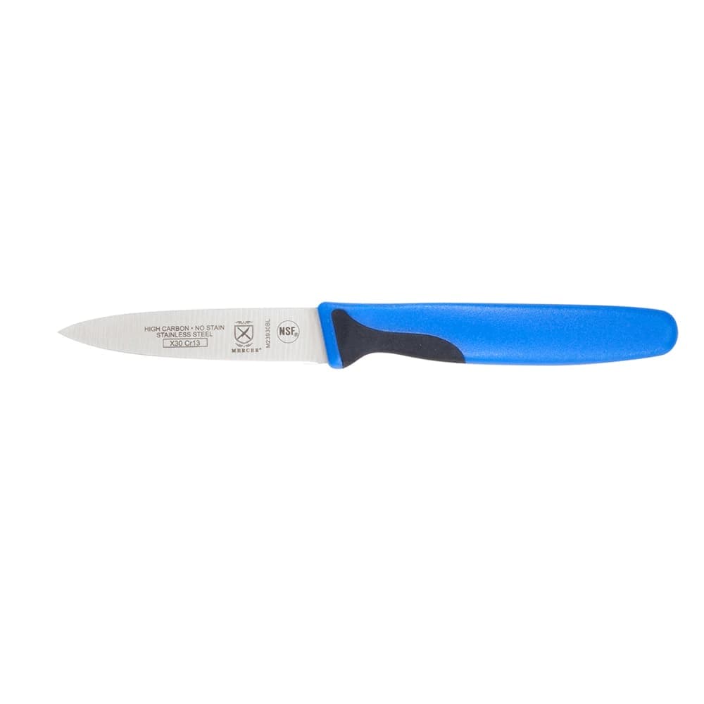 Mercer Culinary M23930BL 3" Paring Knife w/ Blue Santoprene®/Polypropylene Handle, High Carbon Japanese Steel