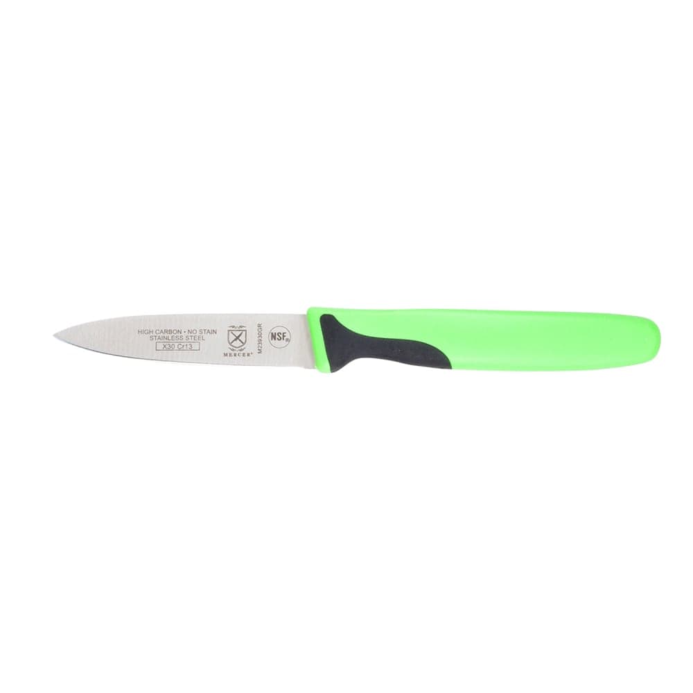 Mercer Culinary M23930GR 3" Paring Knife w/ Green Santoprene®/Polypropylene Handle, High Carbon Japanese Steel