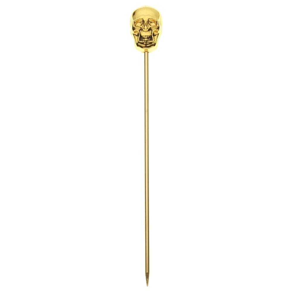 Barfly 4 3/8" Cocktail Pick w/ Skull Top, Gold (M37064GD)