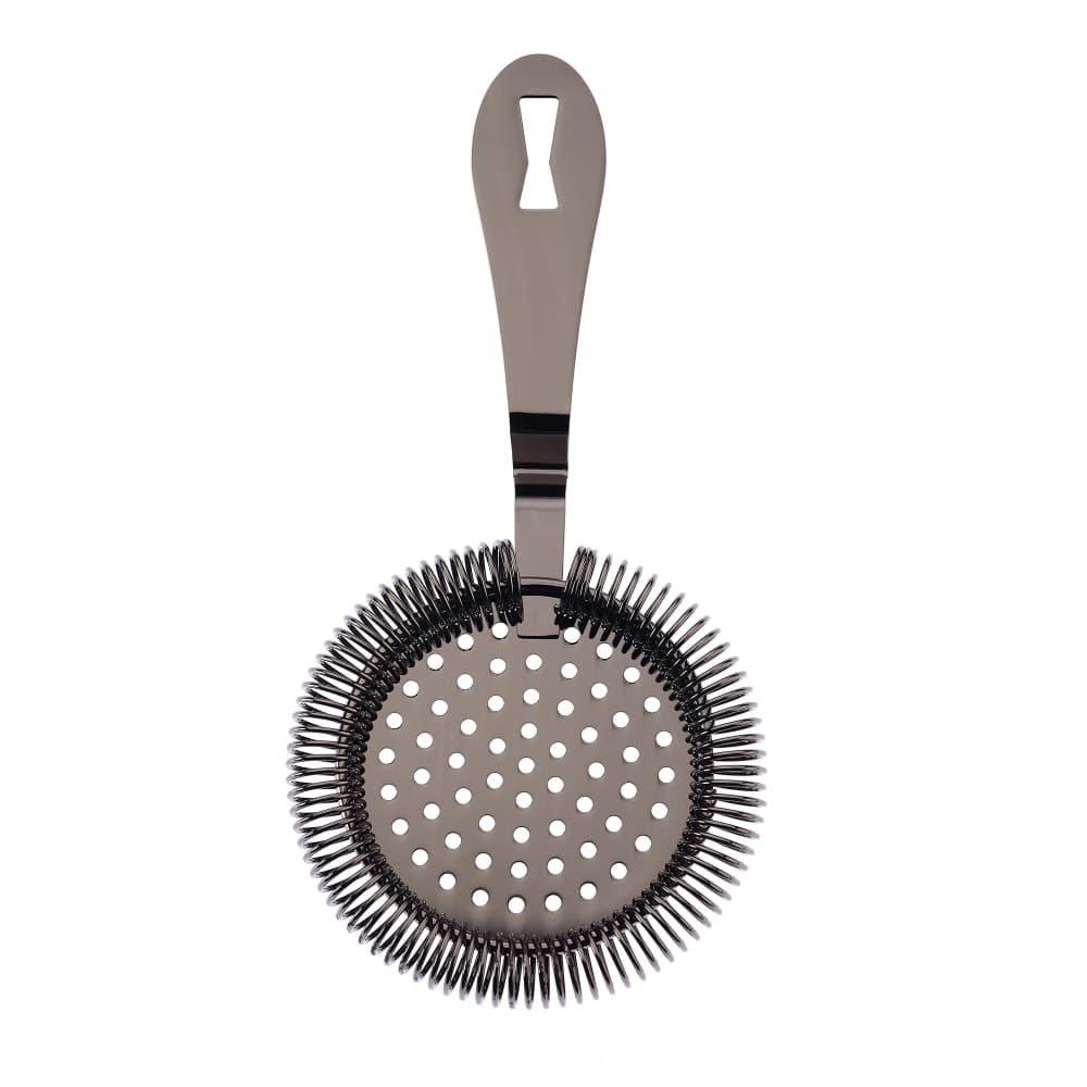 Barfly 7 1/4&quot; Deluxe Antique Hawthorne Bar Strainer - Stainless Steel, Gun Metal Black (M37218BK)