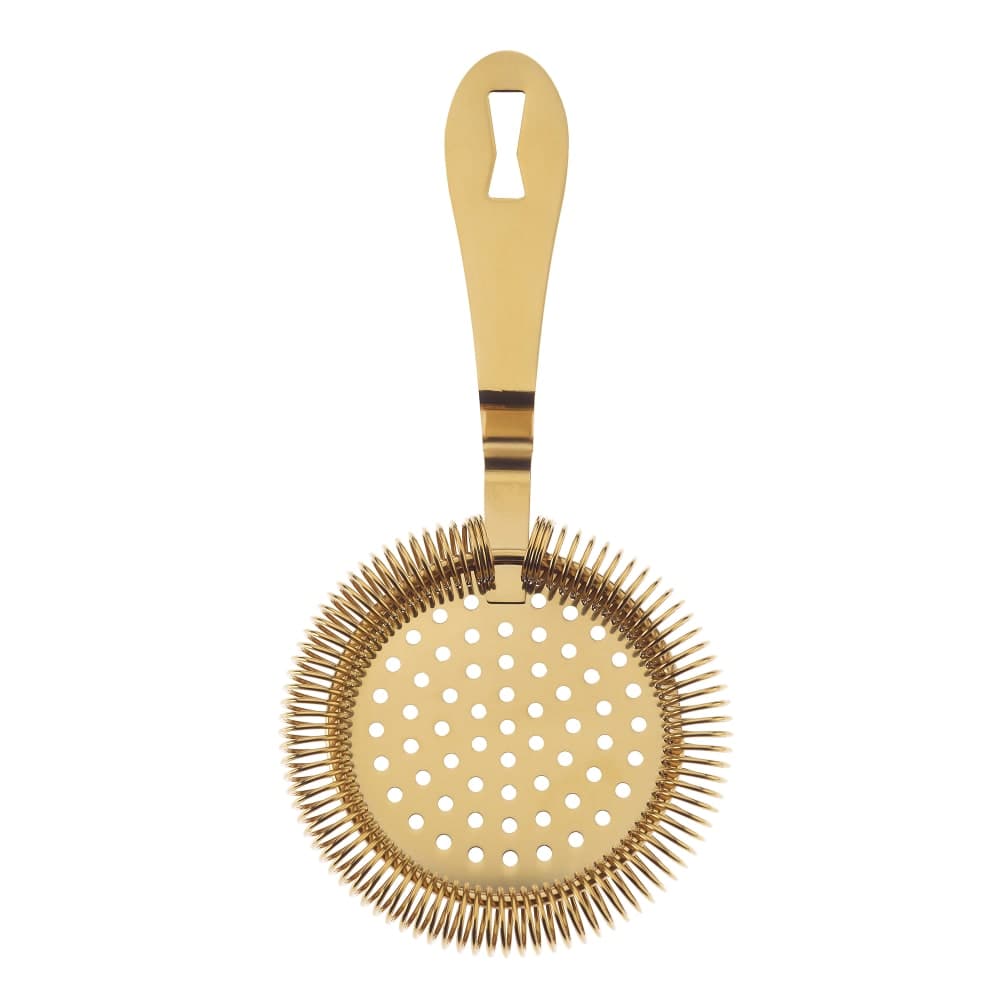 Barfly 7 1/4&quot; Deluxe Antique Hawthorne Bar Strainer - Stainless Steel, Gold (M37218GD)