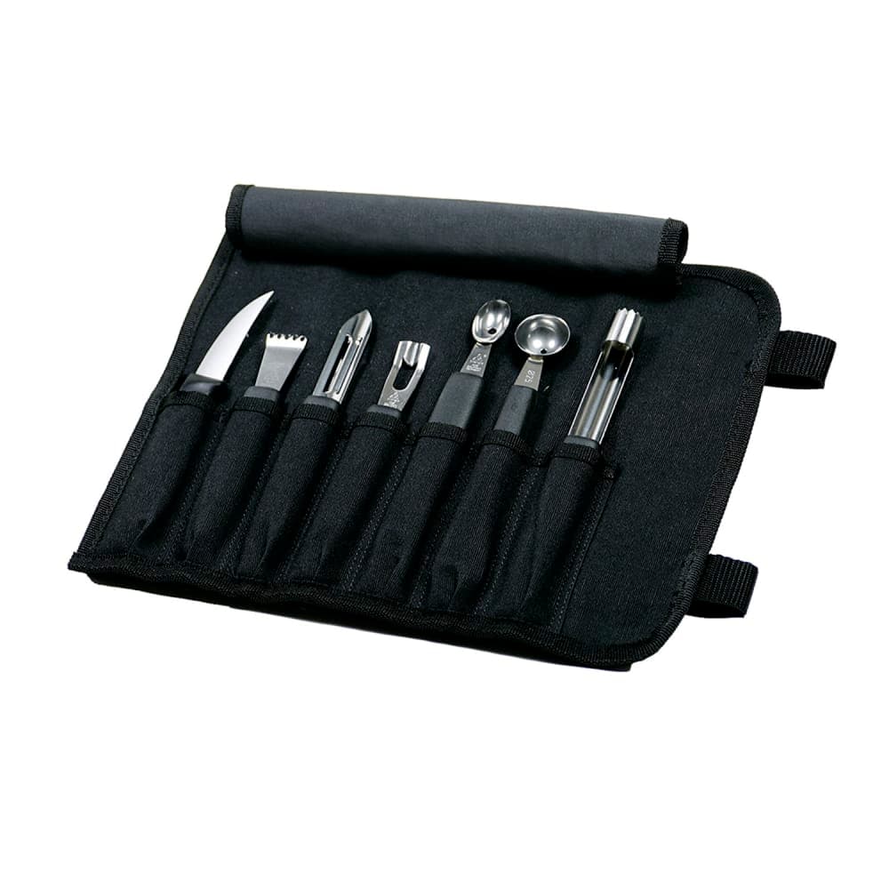 Mercer Culinary M40000 8-Piece Garnishing Kit w/ Black Polypropylene Handle