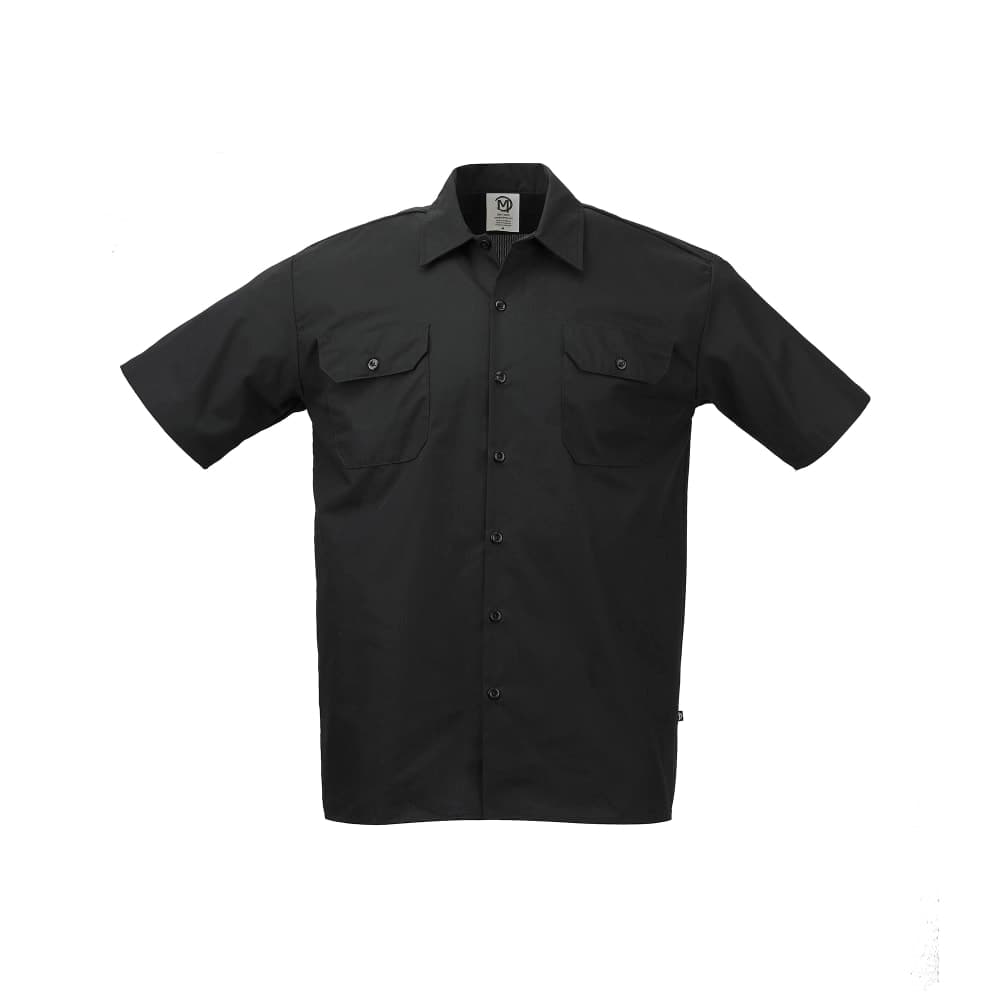 Mercer Culinary M60250BK2X Metro Edge® Brewer Work Shirt w/ Short Sleeves - Poly/Cotton, Black, 2X