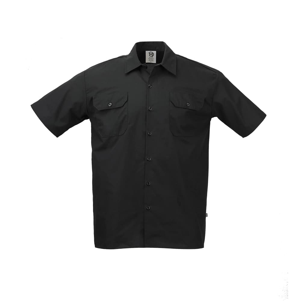 Mercer Culinary M60250BK4X Metro Edge® Brewer Work Shirt w/ Short Sleeves - Poly/Cotton, Black, 4X