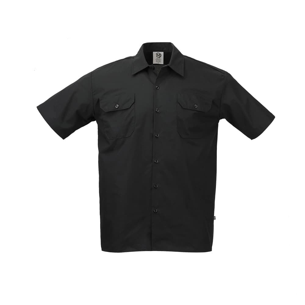 Mercer Culinary M60250BKL Metro Edge® Brewer Work Shirt w/ Short Sleeves - Poly/Cotton, Black, Large