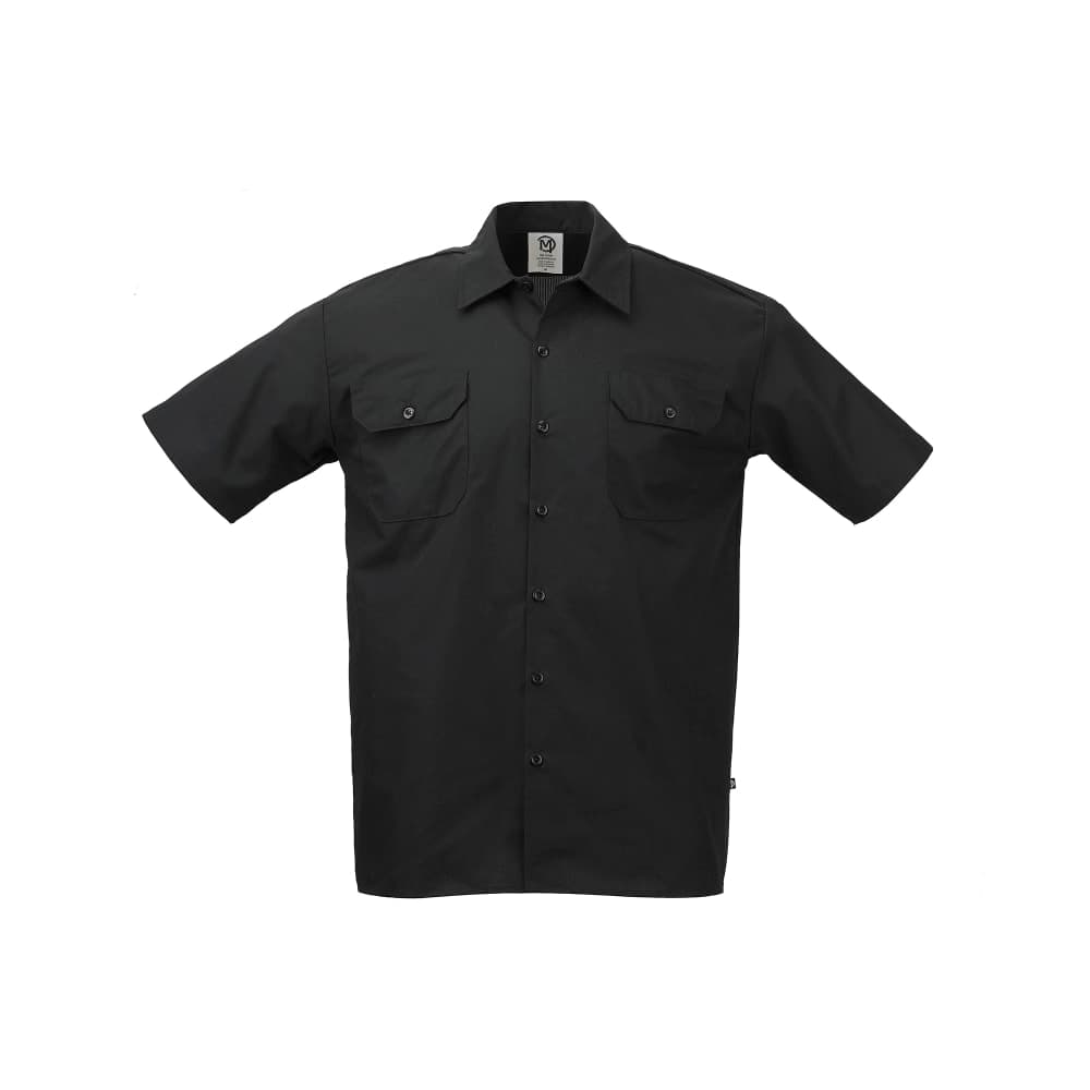 Mercer Culinary M60250BKS Metro Edge® Brewer Work Shirt w/ Short Sleeves - Poly/Cotton, Black, Small