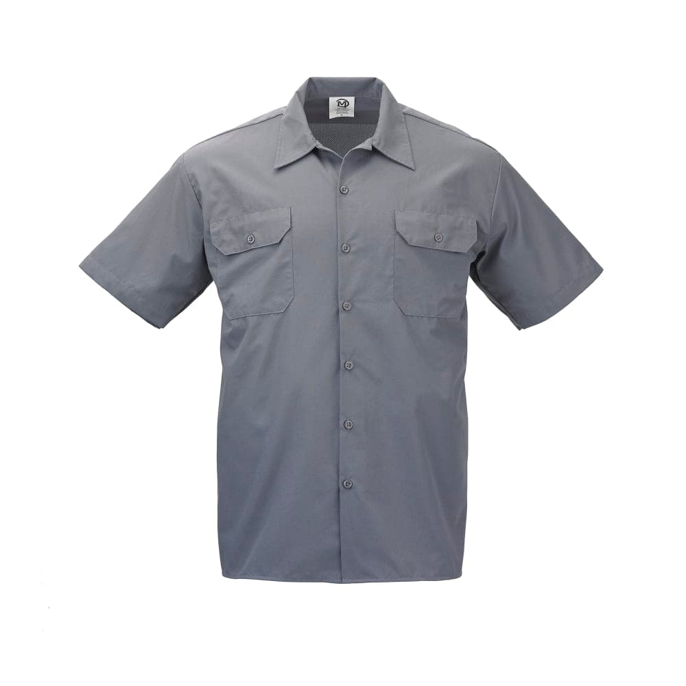 Mercer Culinary M60250GY1X Metro Edge® Brewer Work Shirt w/ Short Sleeves - Poly/Cotton, Gray, X-Large
