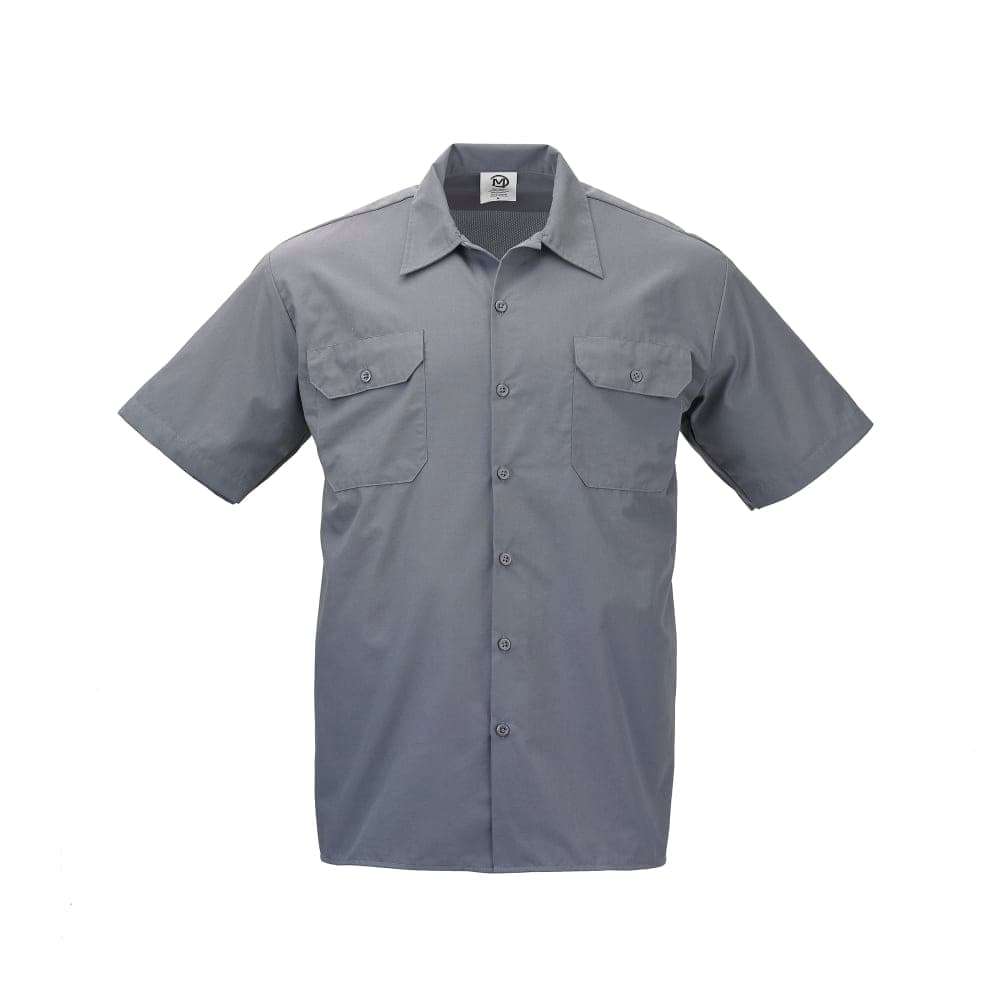 Mercer Culinary M60250GY5X Metro Edge® Brewer Work Shirt w/ Short Sleeves - Poly/Cotton, Gray, 5X