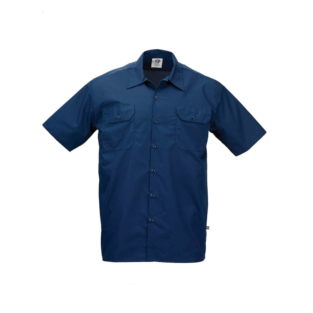 Mercer Culinary M60250NB2X Metro Edge® Brewer Work Shirt w/ Short Sleeves - Poly/Cotton, Navy Blue, 2X