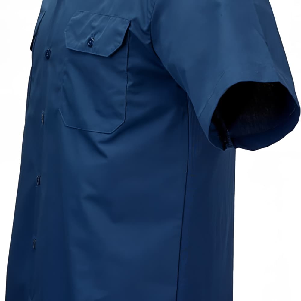 Mercer Culinary M60250NBL Metro Edge® Brewer Work Shirt w/ Short Sleeves - Poly/Cotton, Navy Blue, Large