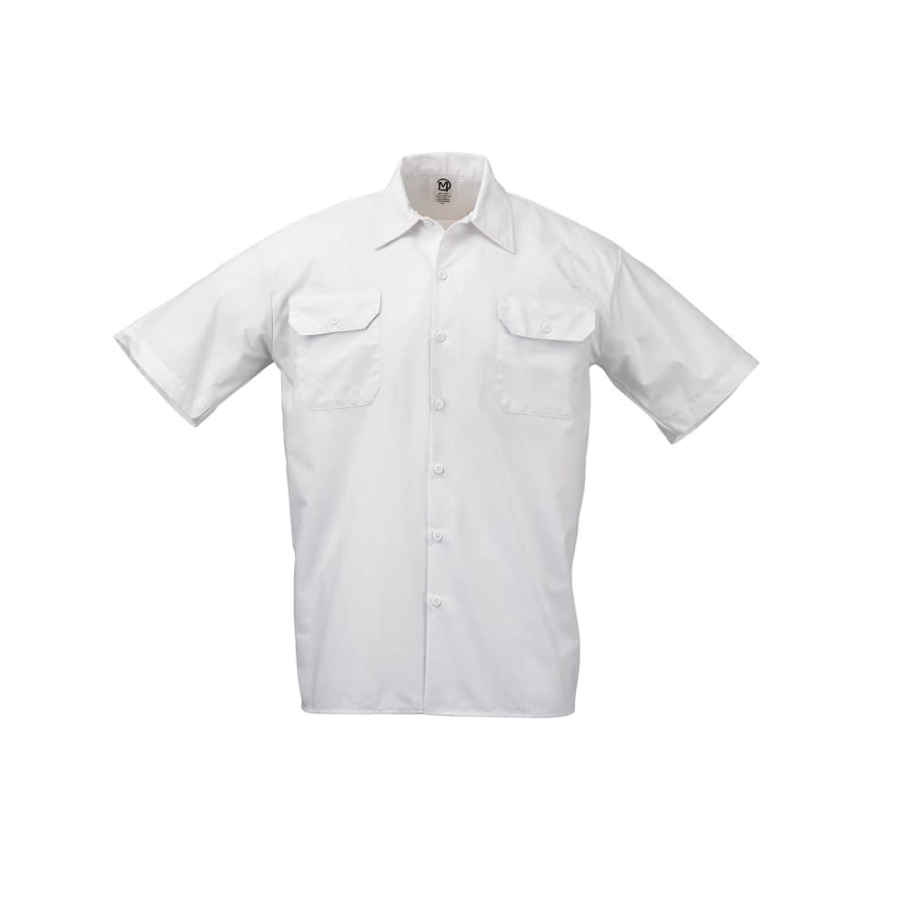 Mercer Culinary M60250WH2X Metro Edge® Brewer Work Shirt w/ Short Sleeves - Poly/Cotton, White, 2X