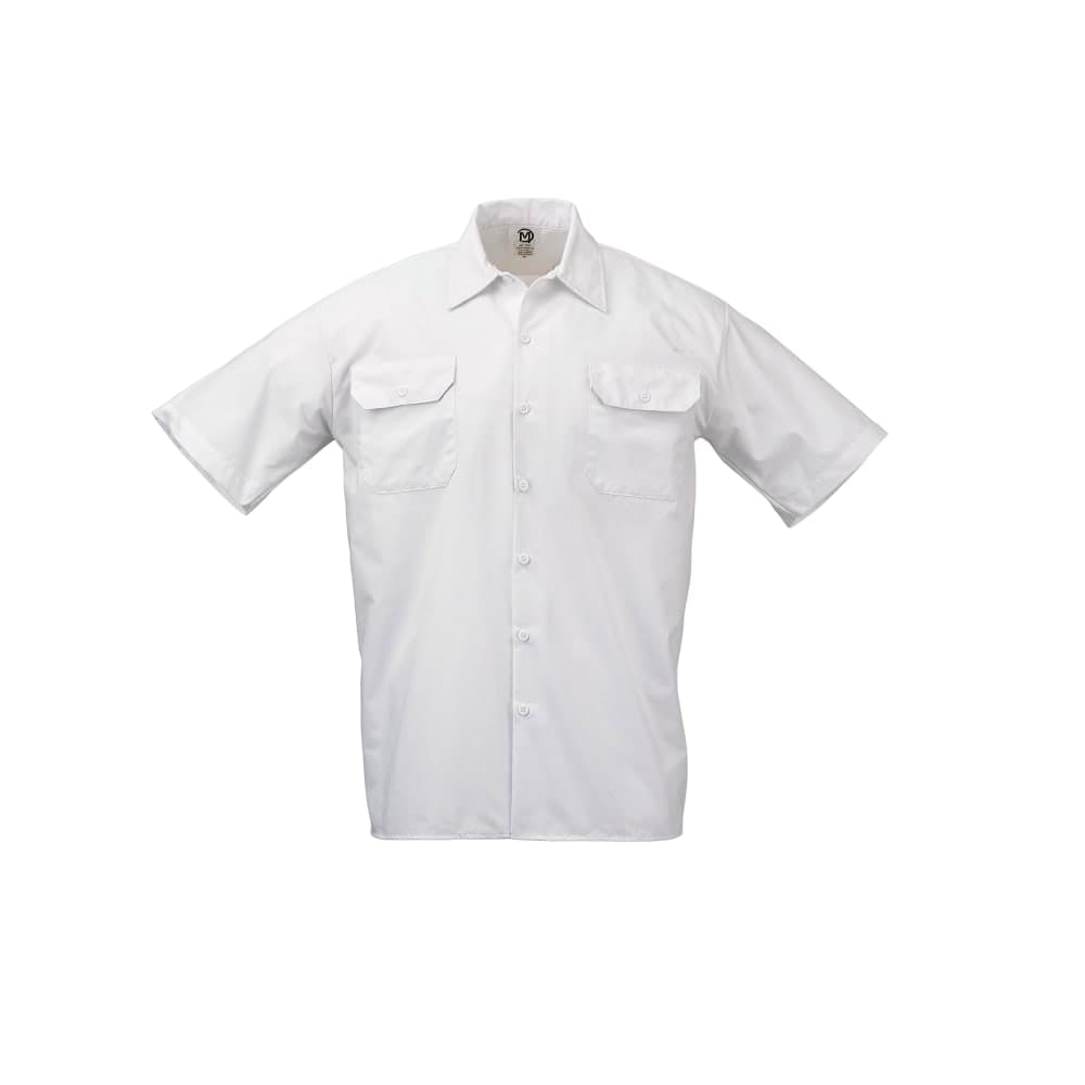 Mercer Culinary M60250WH3X Metro Edge® Brewer Work Shirt w/ Short Sleeves - Poly/Cotton, White, 3X