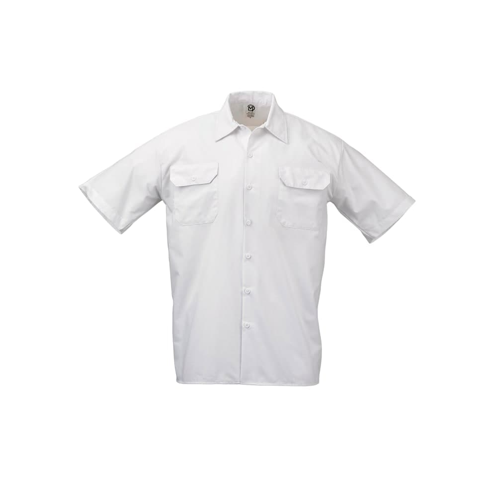 Mercer Culinary M60250WHXS Metro Edge® Brewer Work Shirt w/ Short Sleeves - Poly/Cotton, White, X-Small