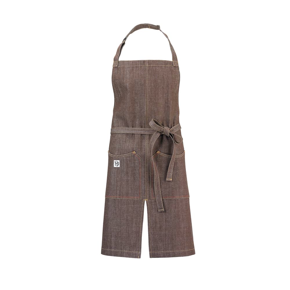 Mercer Culinary M63203BRN Full Length Bib Apron w/ (2) Pockets - 30" x 34", Cotton, Brown