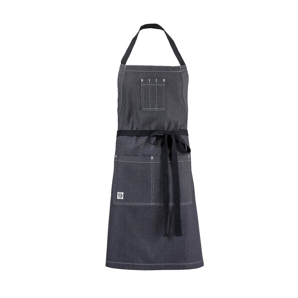 Mercer Culinary M63206DEN Full Length Bib Apron w/ (3) Pockets - 34" x 29 3/4", Cotton, Charcoal Gray