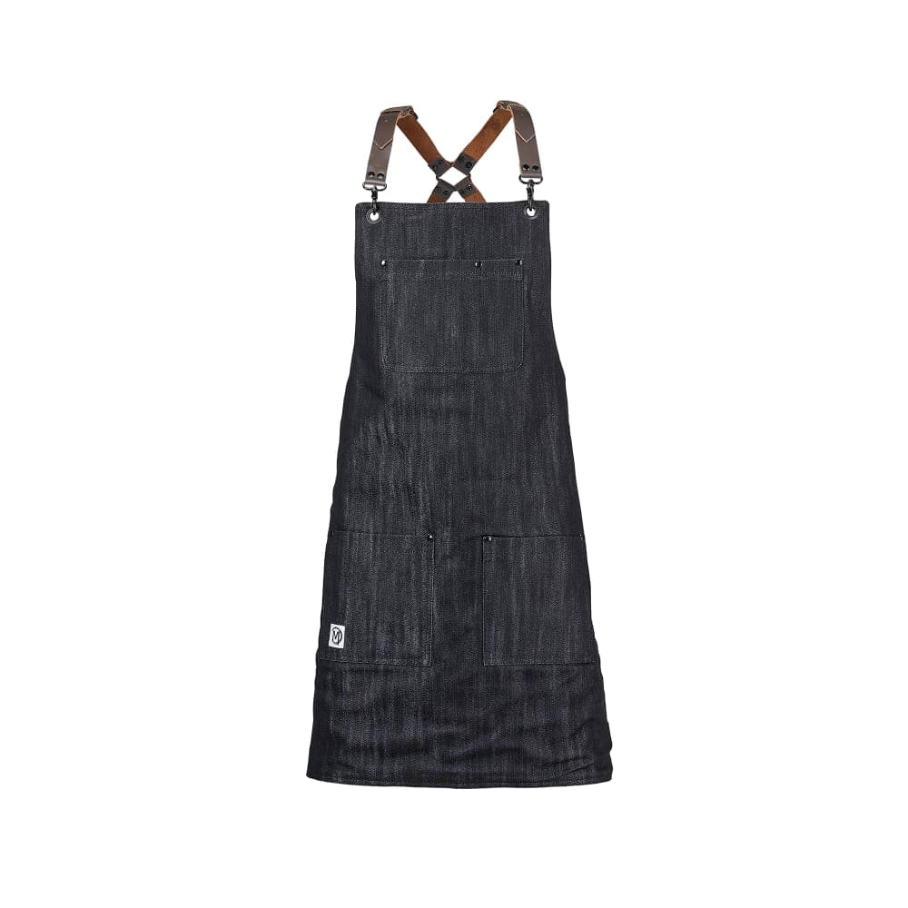 Mercer Culinary M63208DENBR Full Length Bib Apron w/ (5) Pockets - 30 1/2" x 25", Cotton, Black