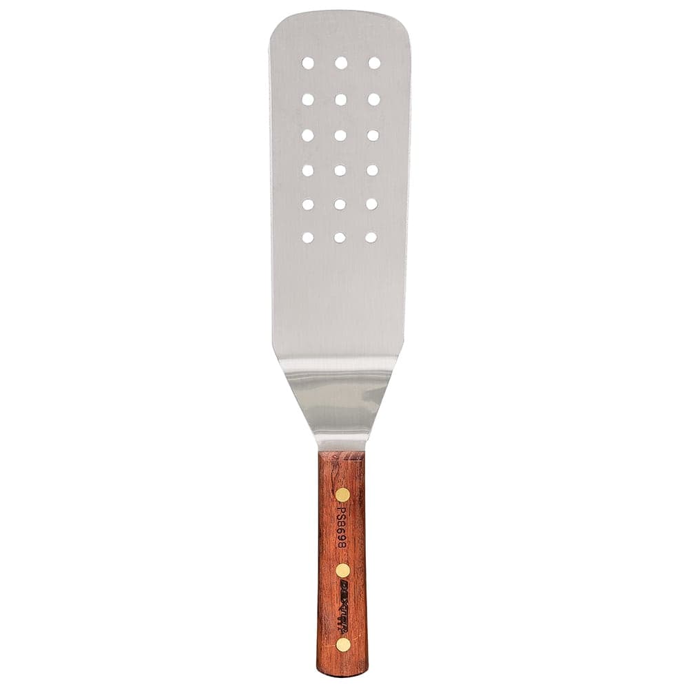 Dexter Russell PS8698 8"x3" Perforated Turner w/ Rosewood Handle, Stainless Steel