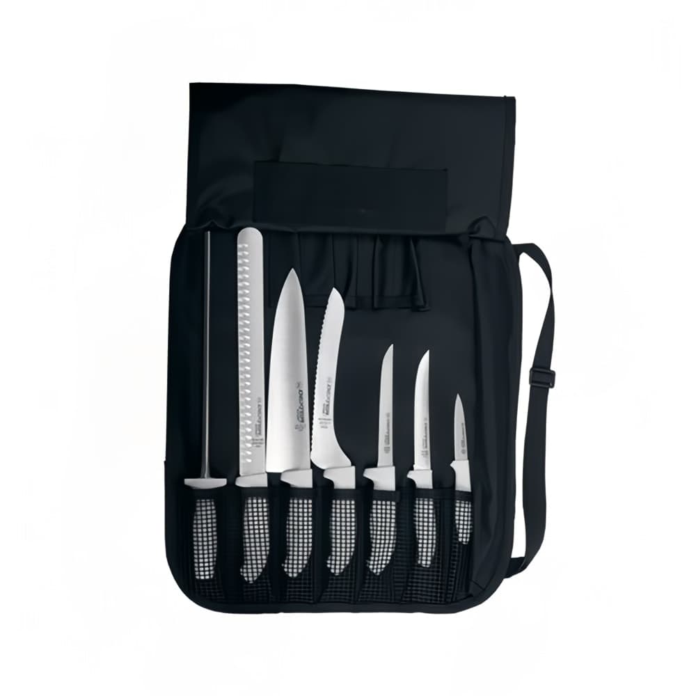 Dexter Russell SGCC-7 7 Piece Cutlery Set w/ Soft White Rubber Handles, Carbon Steel