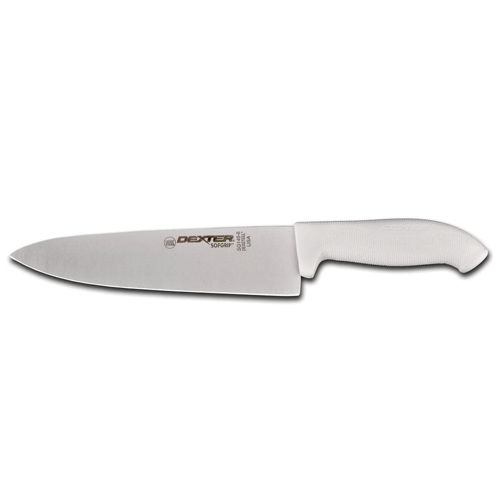 Dexter Russell SG145-8PCP 8" Chef's Knife w/ Soft White Rubber Handle, Carbon Steel