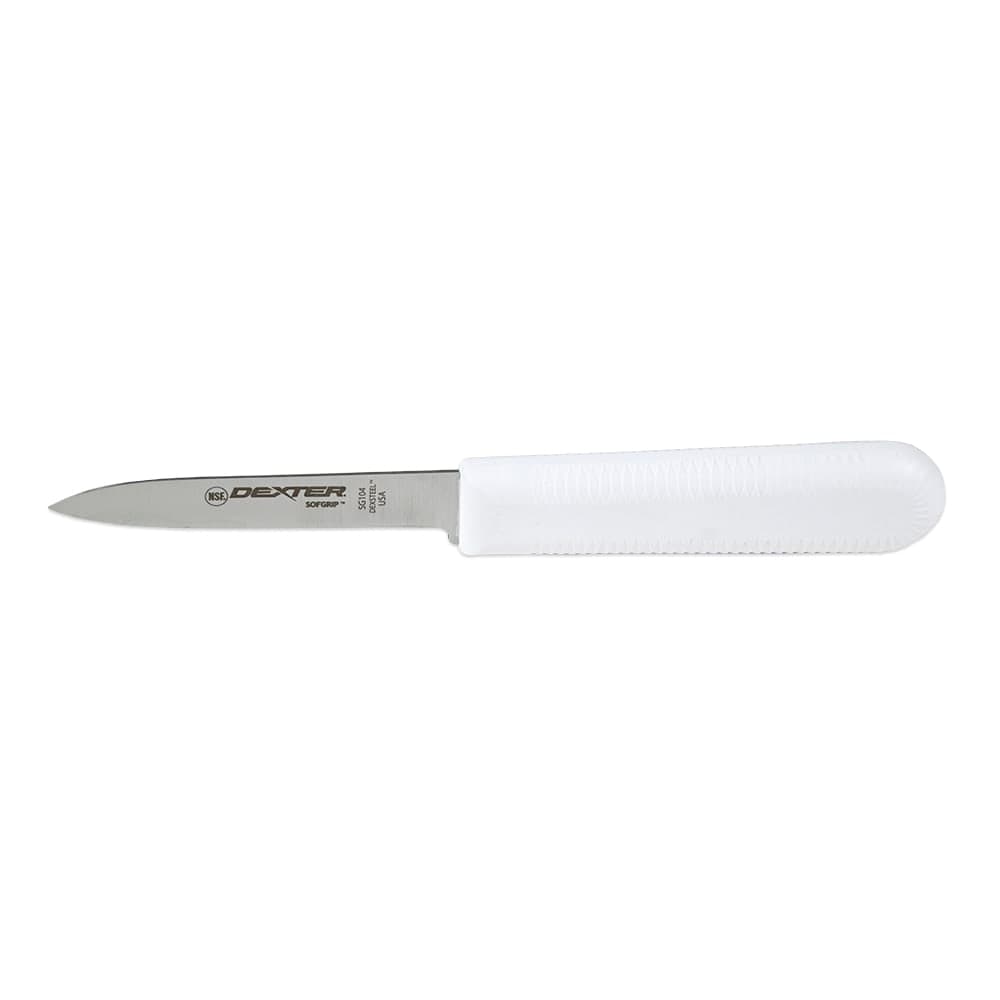 Dexter Russell SG104-PCP 3 1/4" Paring Knife w/ Soft White Rubber Handle, Carbon Steel