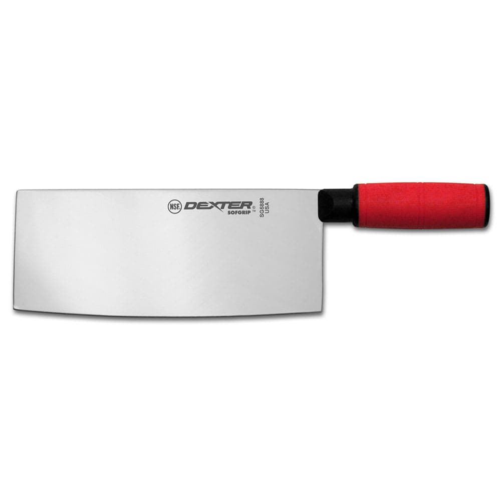 Dexter Russell SG5888R-PCP 8" Chinese Chef's/Cook's Knife w/ Red Rubber Handle, High Carbon Steel
