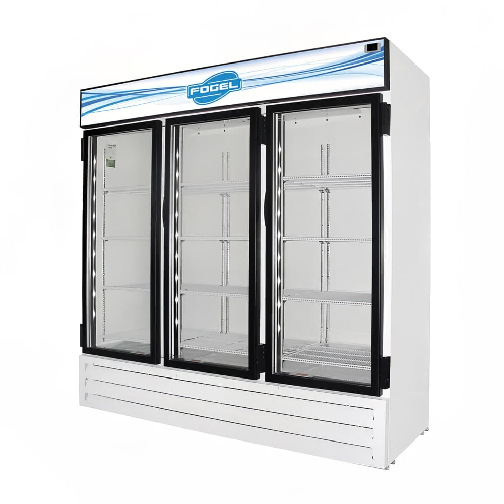Fogel CR-65-HC-US 78" Two Section Glass Door Merchandiser - (3) Left/Right Hinge Doors, White, 115v