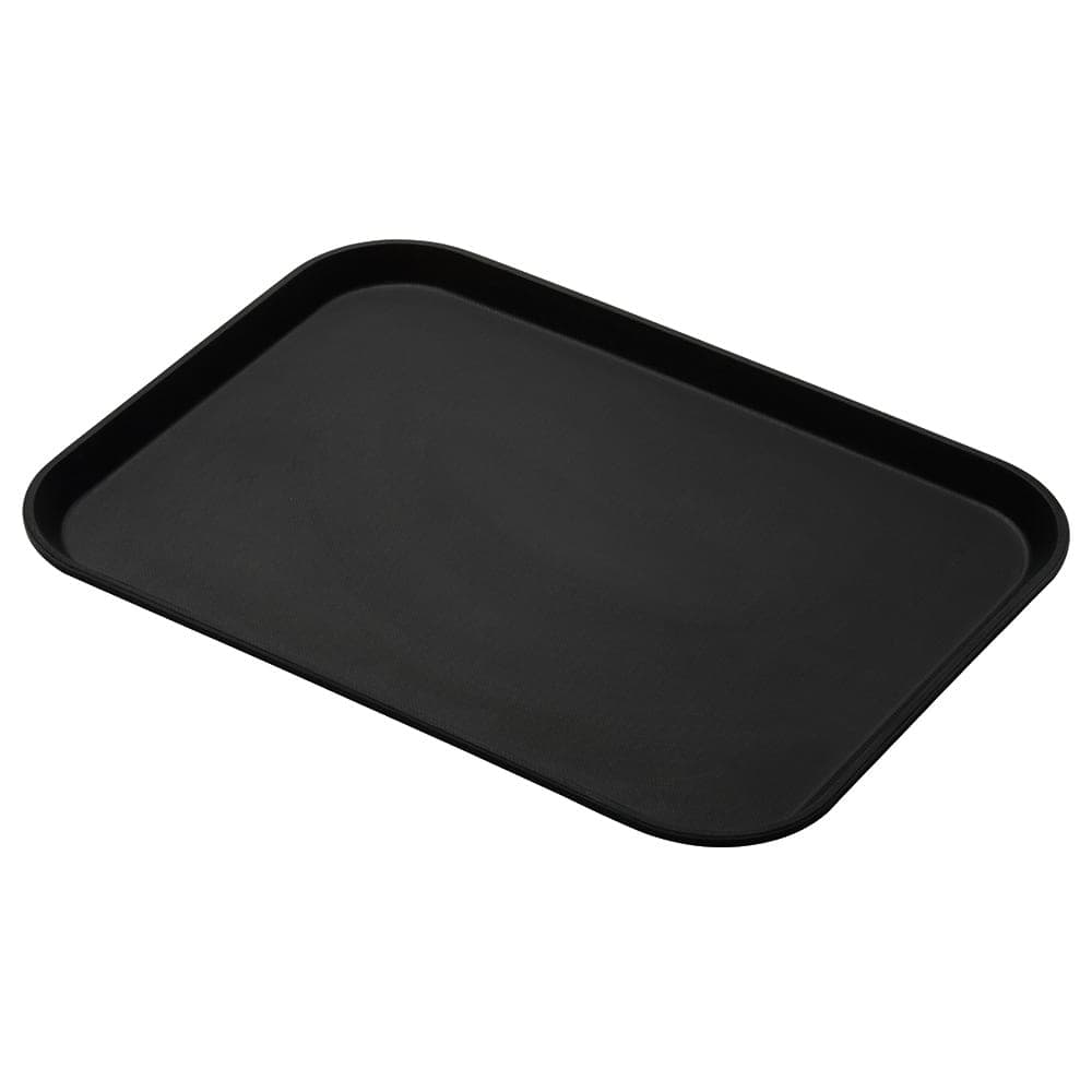 Cambro 1014CT110 Rectangular Camtread Serving Tray - 10 5/8x13 3/4", Fiberglass, Black Satin