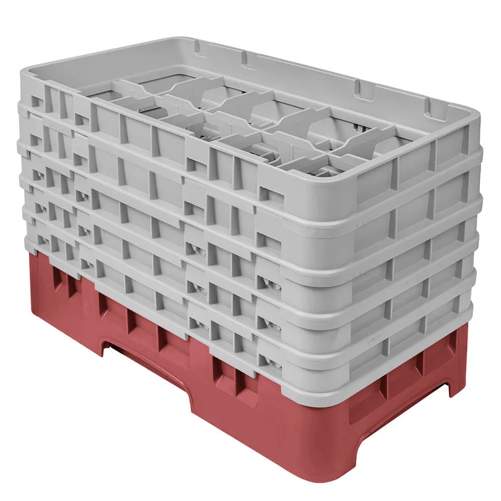 Cambro 10HS958416 Camrack Glass Rack - (5)Extenders, 10 Compartments, Cranberry
