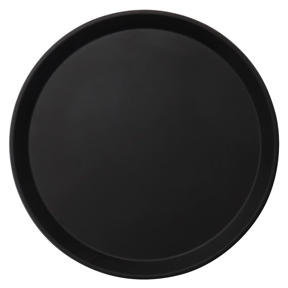 Cambro 1100CT110 11" Camtread Round Serving Tray -  Fiberglass, Black Satin