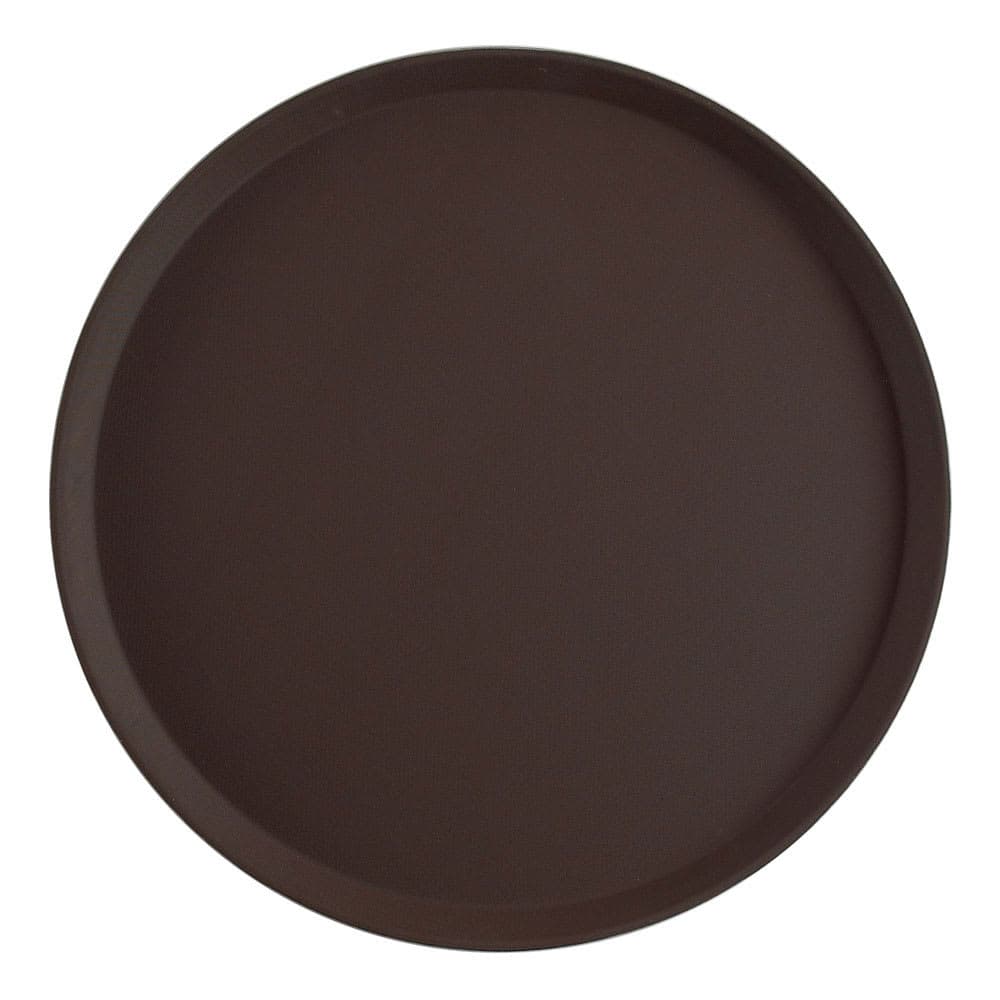 Cambro 1100CT138 11" Camtread Round Serving Tray -  Fiberglass, Tavern Tan