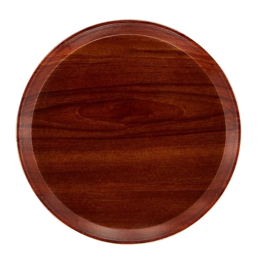 Cambro 1300308 13" Round Serving Camtray - Fiberglass, Burma Teak