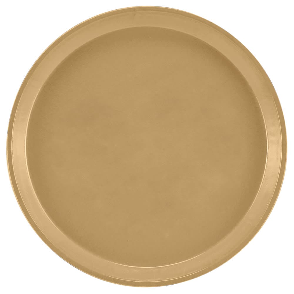 Cambro 1300514 13" Round Serving Camtray - Fiberglass, Earthen Gold