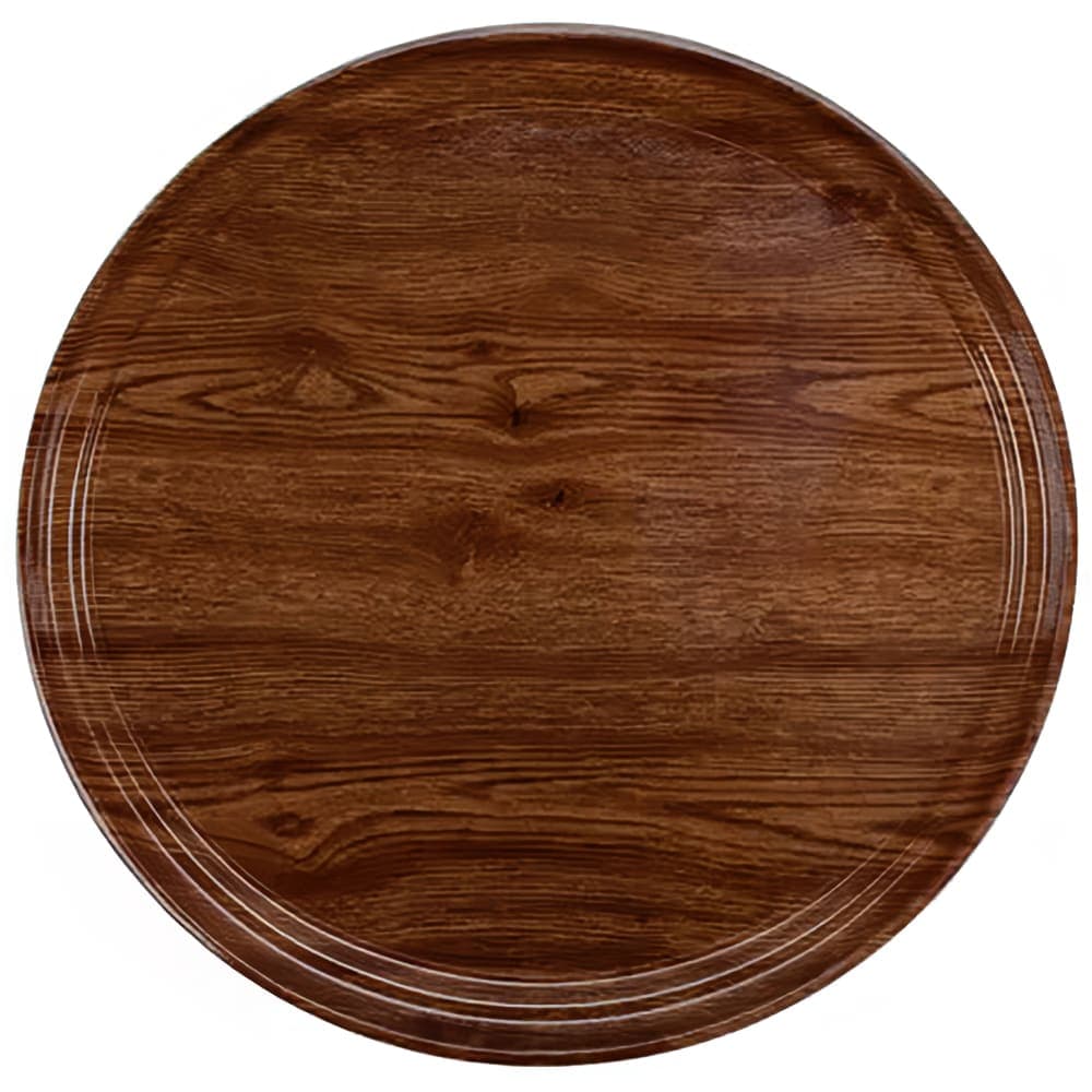 Cambro 1400304 14" Round Serving Camtray - Fiberglass, Country Oak