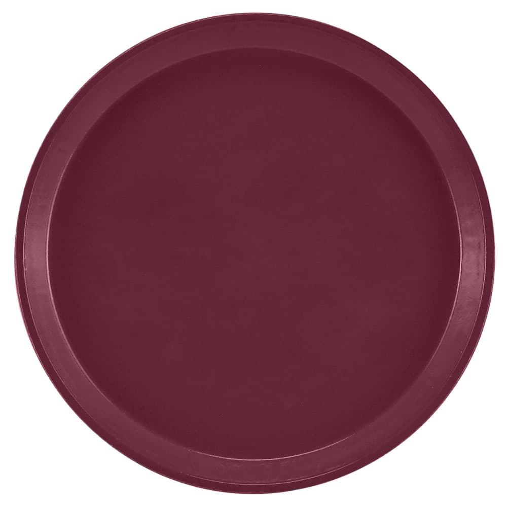 Cambro 1400522 14" Round Serving Camtray - Fiberglass, Burgundy Wine