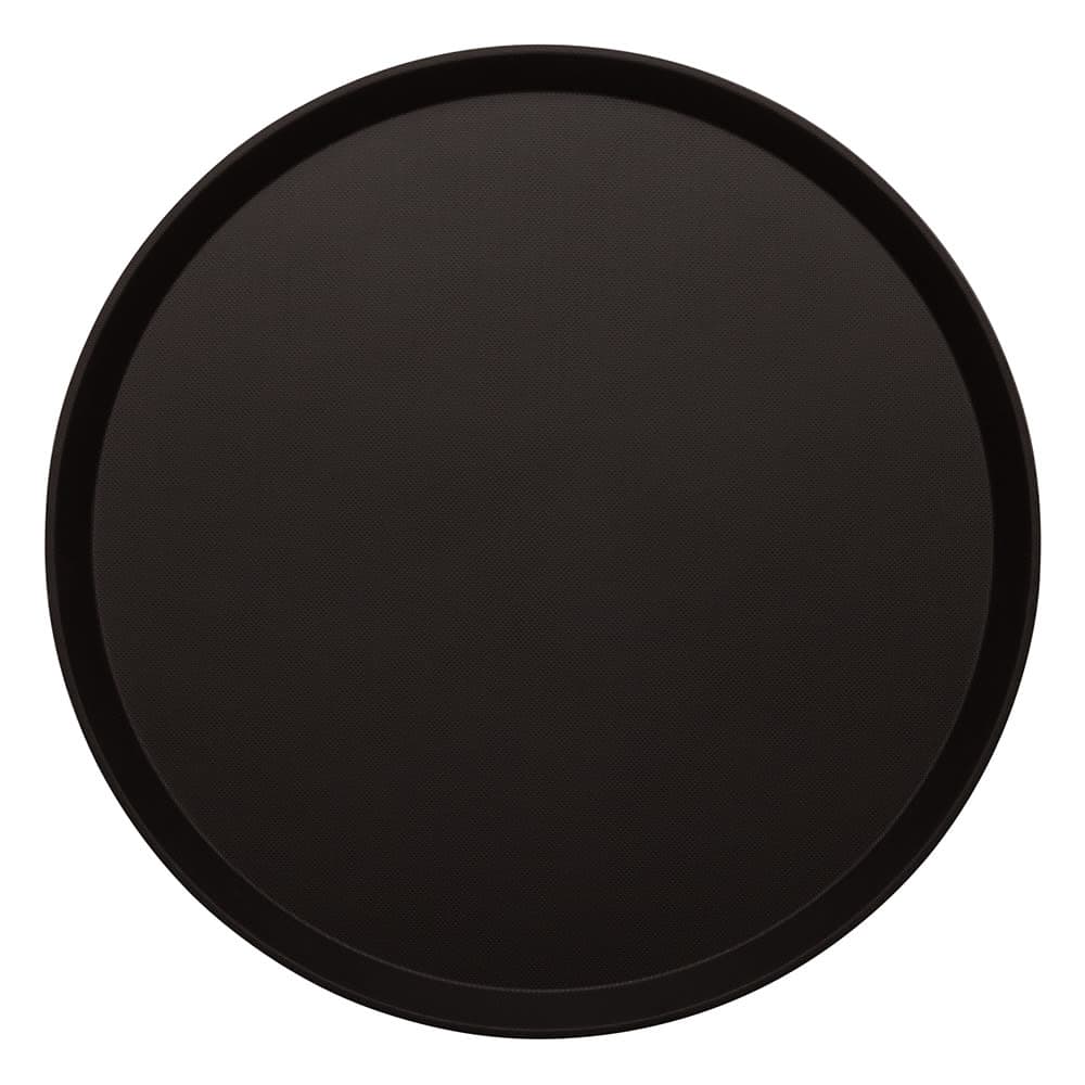 Cambro 1400CT110 14" Round Camtread Serving Tray - Fiberglass, Black Satin