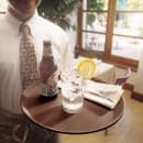 Cambro 1400CT138 14" Round Camtread Serving Tray - Fiberglass, Tavern Tan thumbnail 3