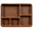 Cambro 1411CP167 Plastic Rectangular Tray w/ (5) Compartments, 14 3/8" x 10 9/16", Brown thumbnail 2