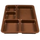 Cambro 1411CP167 Plastic Rectangular Tray w/ (5) Compartments, 14 3/8" x 10 9/16", Brown thumbnail 4