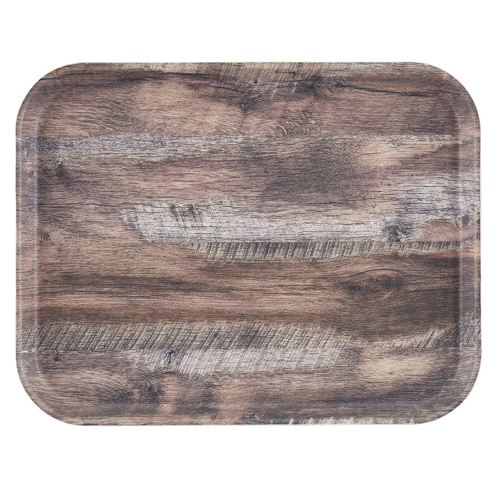 Cambro 1520DCET825 Rectangular Serving EpicTread™ Camtray - 15" x 20", Fiberglass, Dark Oak