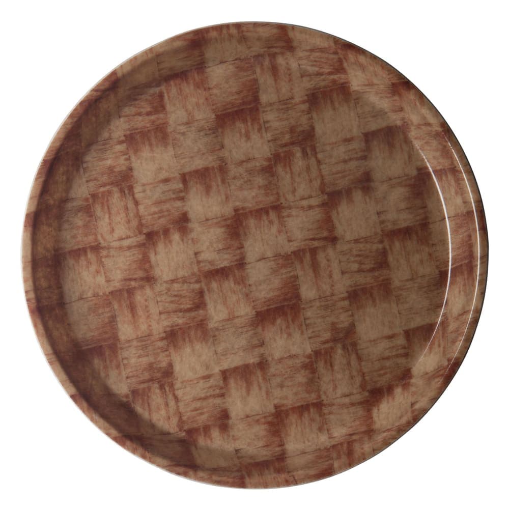 Cambro 1550301 16" Round Serving Camtray - Low-Profile, Fiberglass, Dark Basket Weave