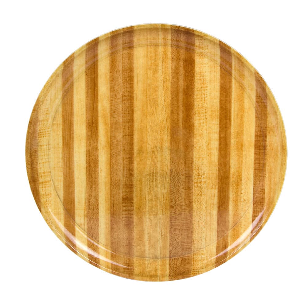 Cambro 1550303 16" Round Serving Camtray - Low Profile, Fiberglass, Light Butcher Block