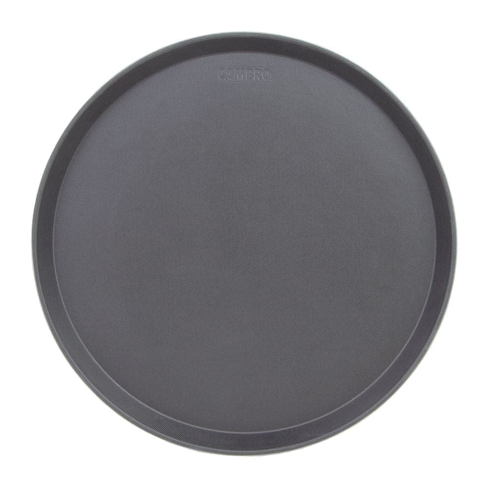 Cambro 1600CT110 16" Round Camtread Serving Tray - Fiberglass, Black Satin