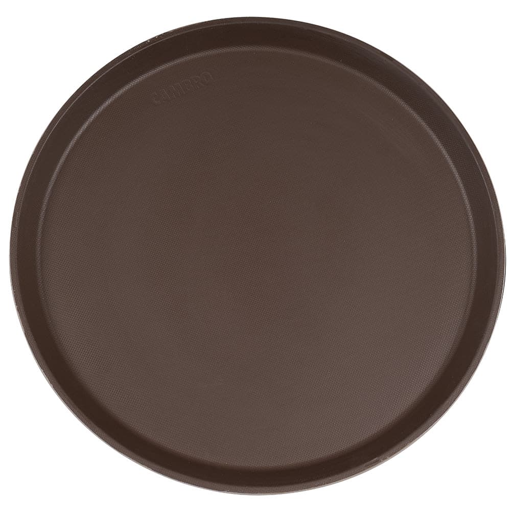 Cambro 1600CT138 16" Round Camtread Serving Tray - Fiberglass, Tavern Tan