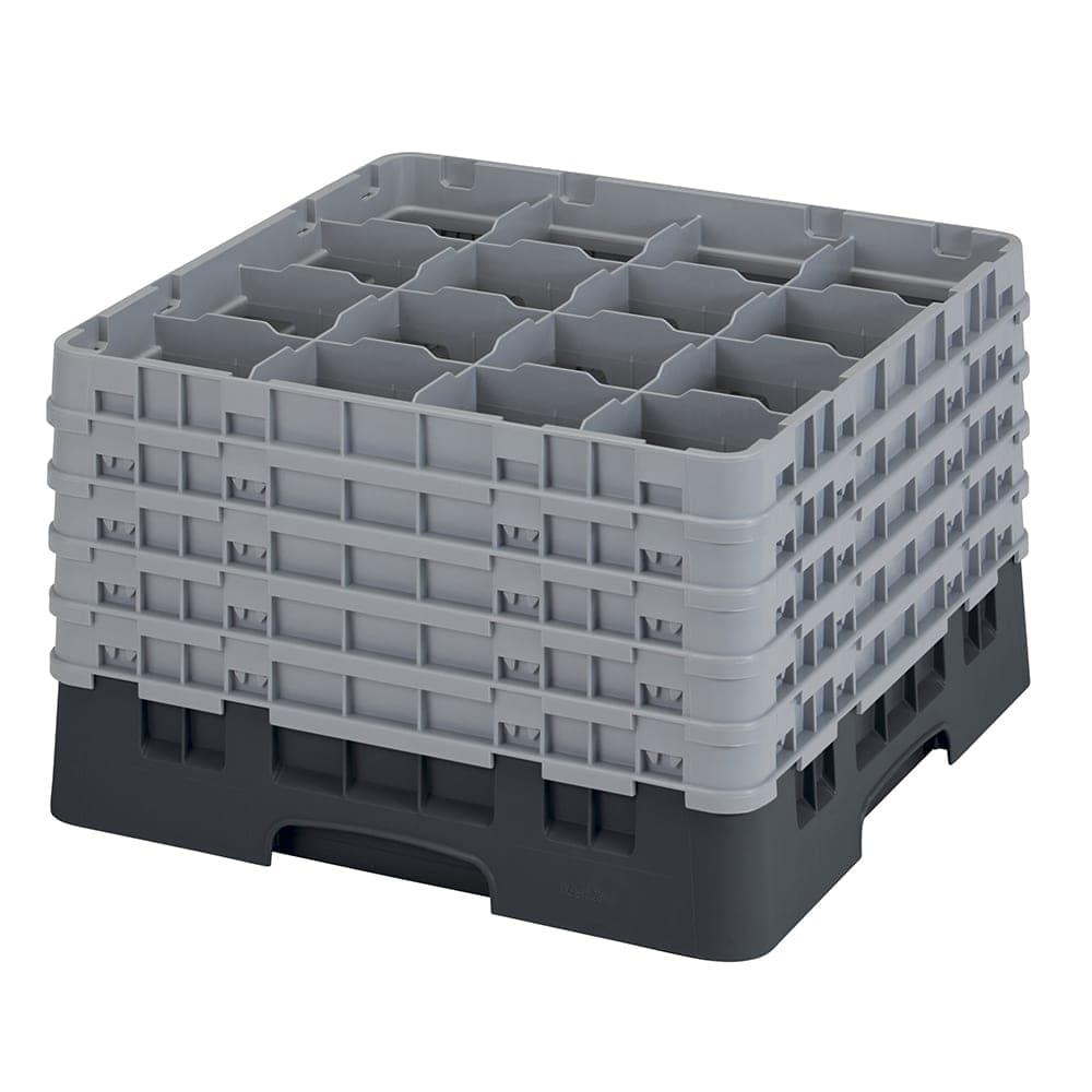 Cambro 16S1058110 Camrack® Glass Rack w/ (16) Compartments - (5) Gray Extenders, Black
