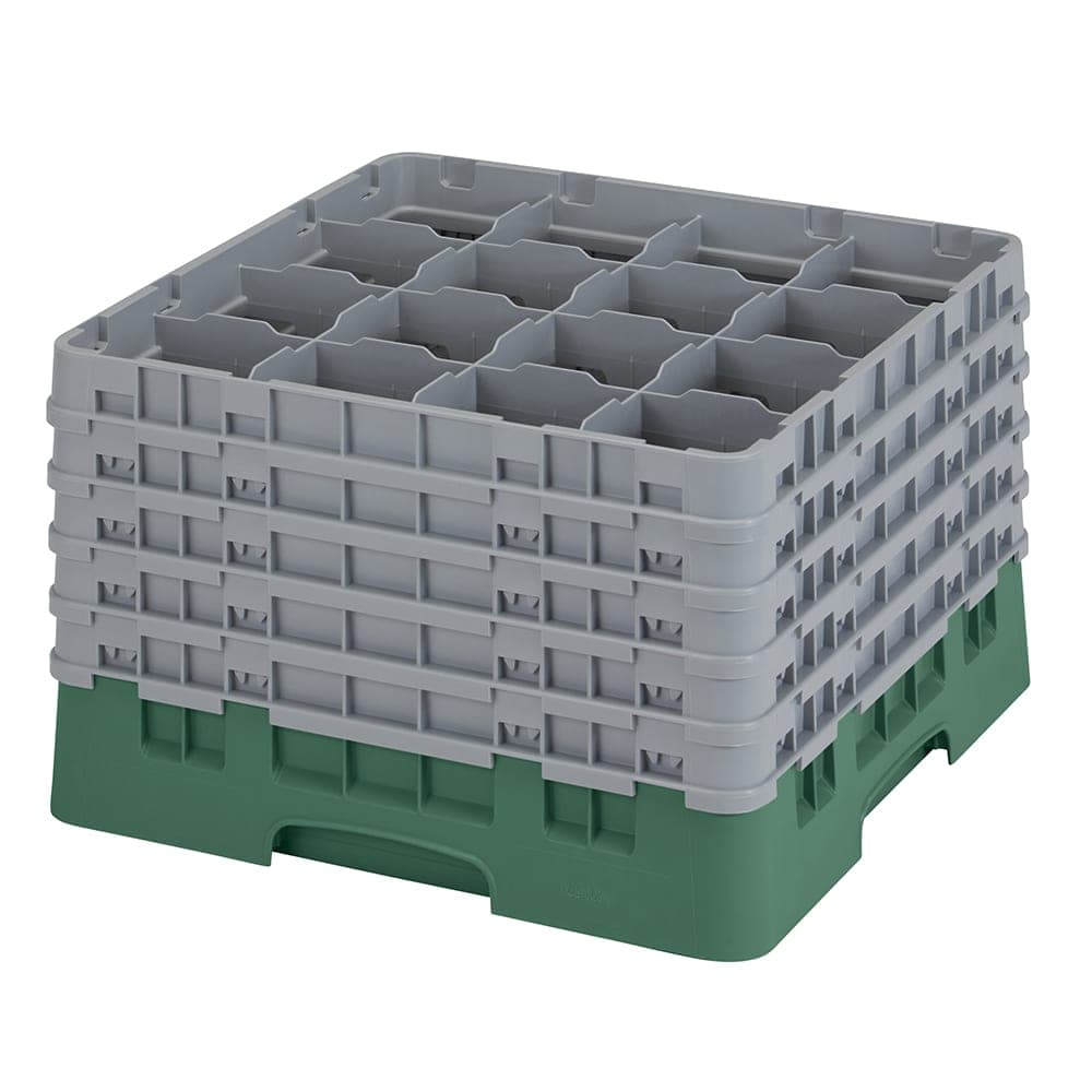 Cambro 16S1058119 Camrack® Glass Rack w/ (16) Compartments - (5) Gray Extenders, Sherwood Green